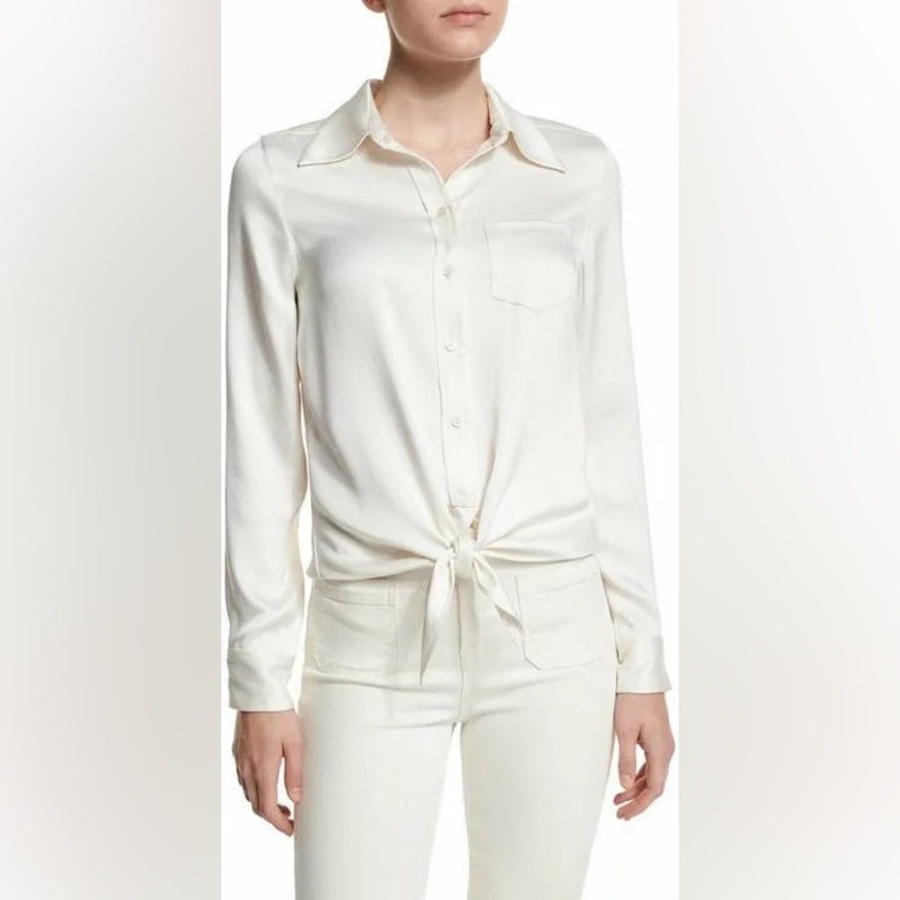 Equipment 100% silk womens Luis tie front blouse small